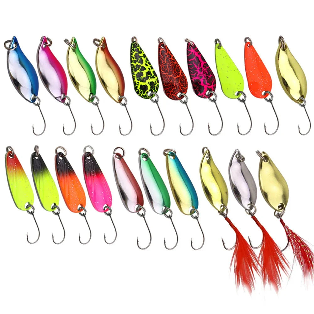 5/10/16/20pcs Fishing Spoons Lures Baits Set for Trout Bass Casting Spinner Fishing Bait with Storage Bag Case