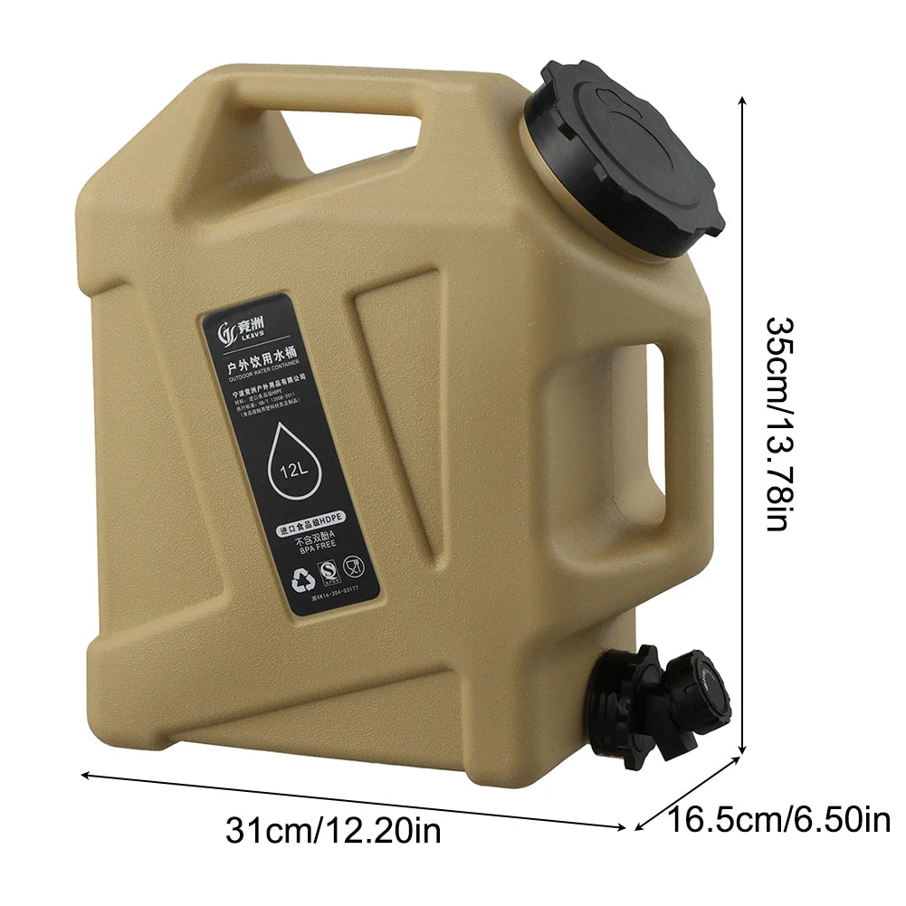 12L Camping Water Container Large Capacity No Leakage BPA Free Camping Water Tank for Camping Hiking