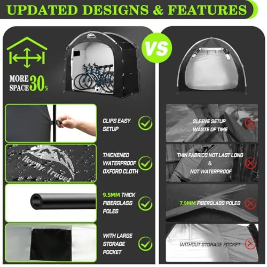 Bike Storage Tent ShedLarge Outdoor Waterproof Bicycle Covers Shelter with Window for 2 3 Bikes Oversized Outside Portable Shed