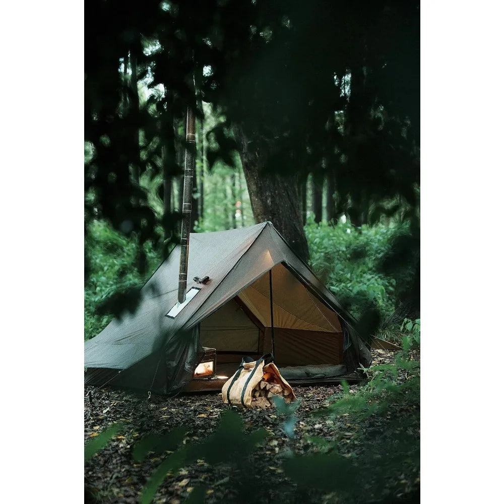 Hot Tent with Stove Jack – 4 Season Waterproof & Windproof Shelter for 1–4 People, Lightweight for Camping, Hiking, Hunting & Fi
