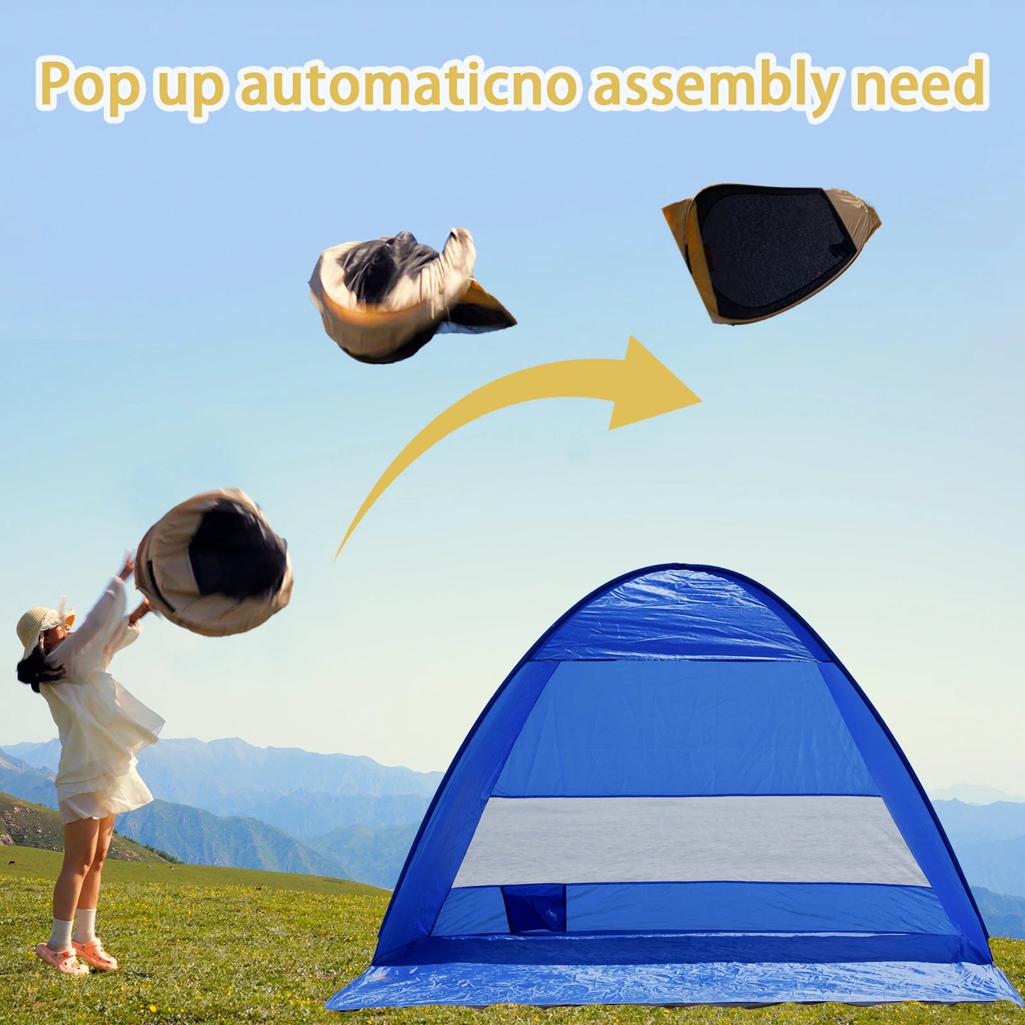 Pop-up beach tent,with handbag - compact folding design, suitable for outdoor hiking,picnicking, and travel