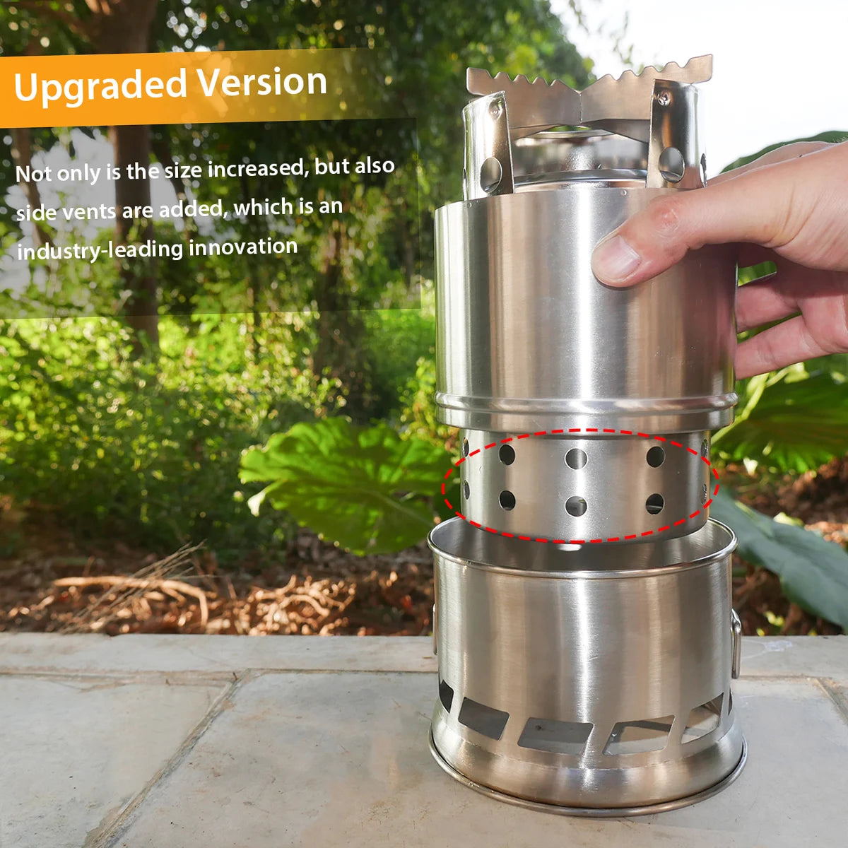 Portable Folding Windproof Wood Burning Stove Compact Stainless Steel Alcohol Stove Outdoor Camping Hiking Picnic BBQ