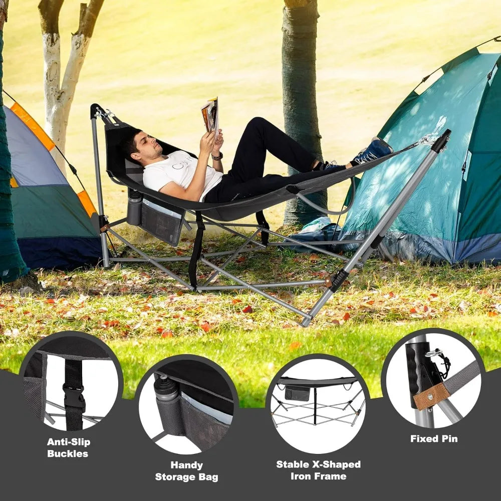 Portable Folding Hammock With Stand Indoor Outdoor Use