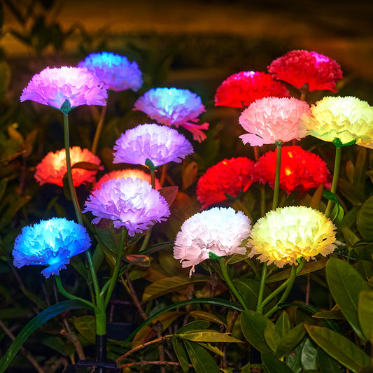 4Pack Solar Flowers Lights with Larger & More Realistic Flower, Outdoor Decor for Garden/Patio/Yard/Ideal Gift