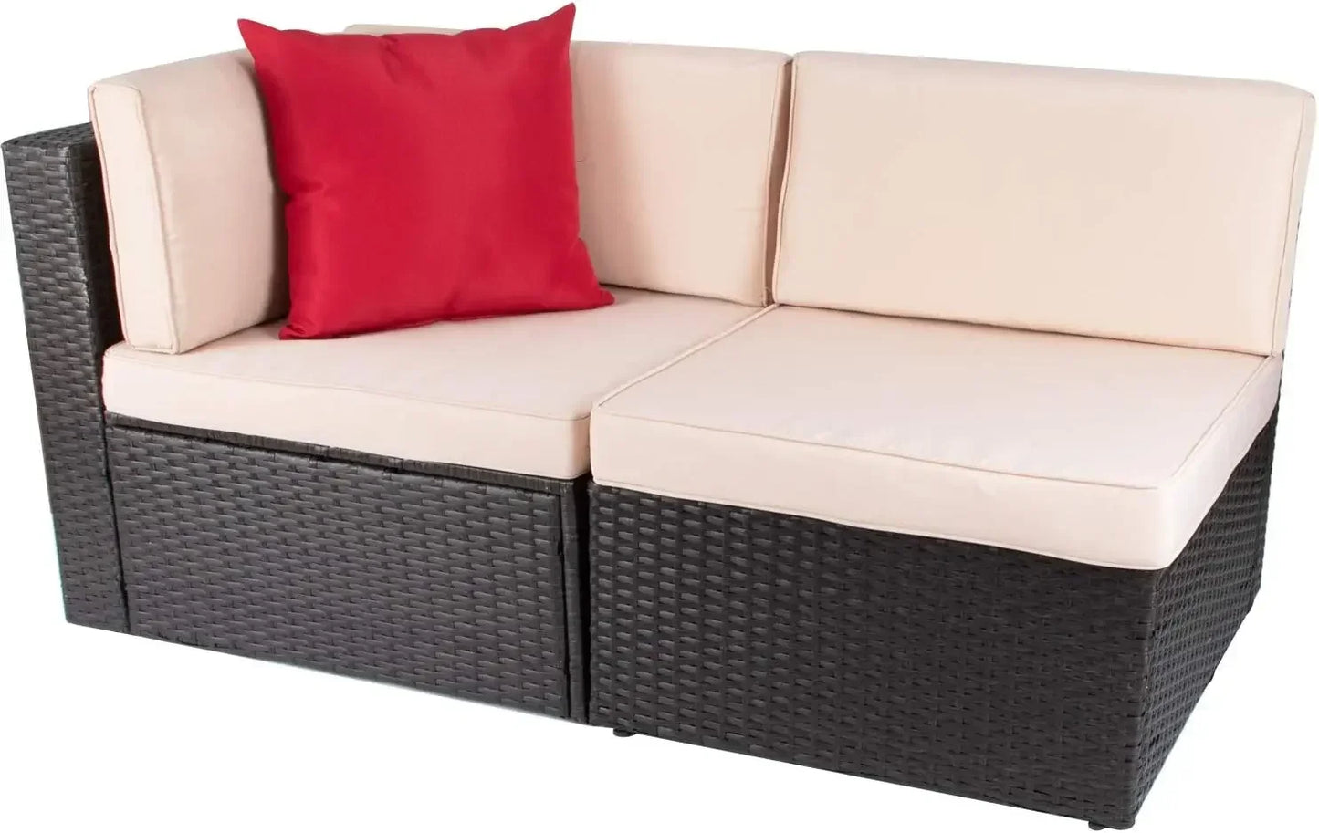 2 Pieces Patio Furniture Sofa Sets Outdoor All-Weather Sectional Corner Sofa and Armless Sofa