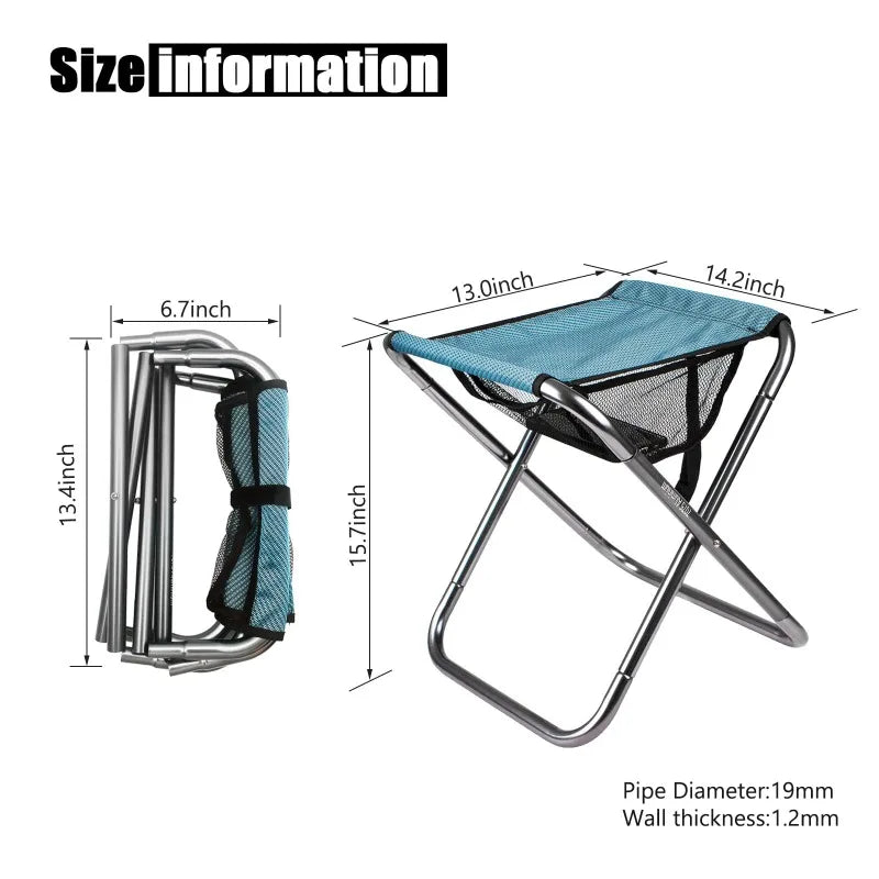 1PC Outdoor Aluminium Alloy Portable Folding Picnic Camping Stool Mini Storage Fishing Chair Ultralight Furniture