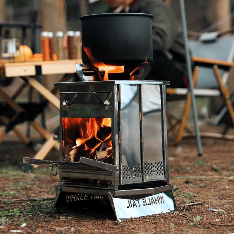 Camping Wood Burning Stove Portable Folding Camp Stove Collapsible Stove Campfire Stove for Outdoor Cooking Picnic Hiking BBQ