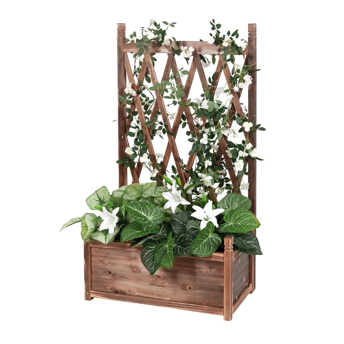 Wooden Outdoor Garden Plant Pot Box Raised Bed for Climbing Plants