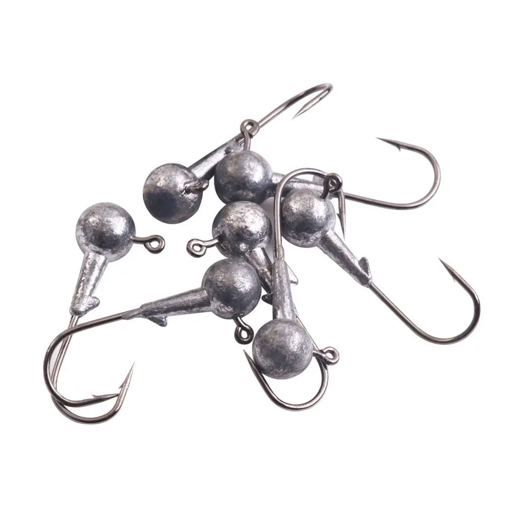 60/75pcs/box Barbed Jig Head Hooks Jigging Head Hooks Fishing Equipment Gear Tackle Accessories