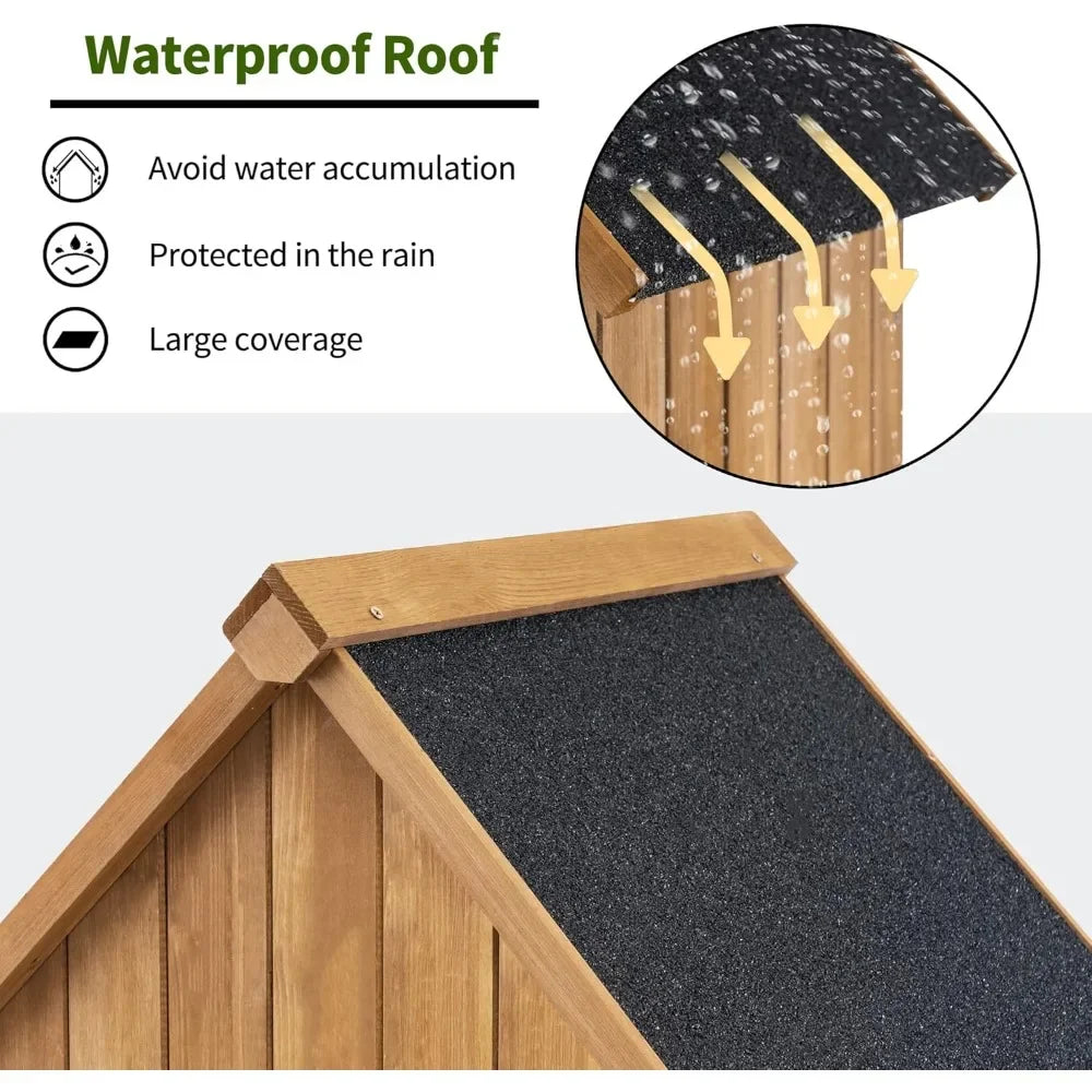 Outdoor Wood Storage Cabinet With Shelves For Patio Garden