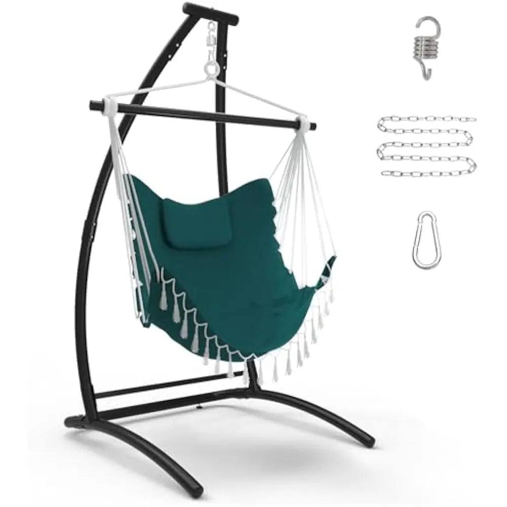 C Type Hammock Chair With Stand For Balcony Patio 300 Lb