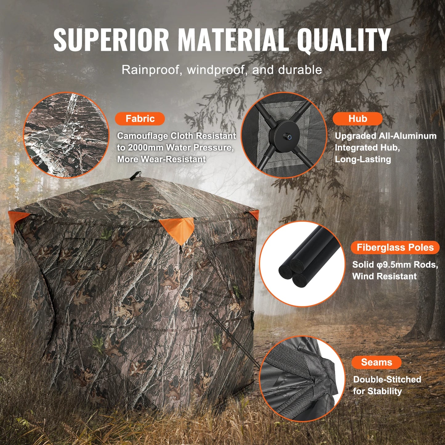 SucceBuy Hunting Blind, 270° See Through Ground Blind, 2-3 Person Pop Up Deer Blind for Hunting with Carrying Bag, Portable Tent
