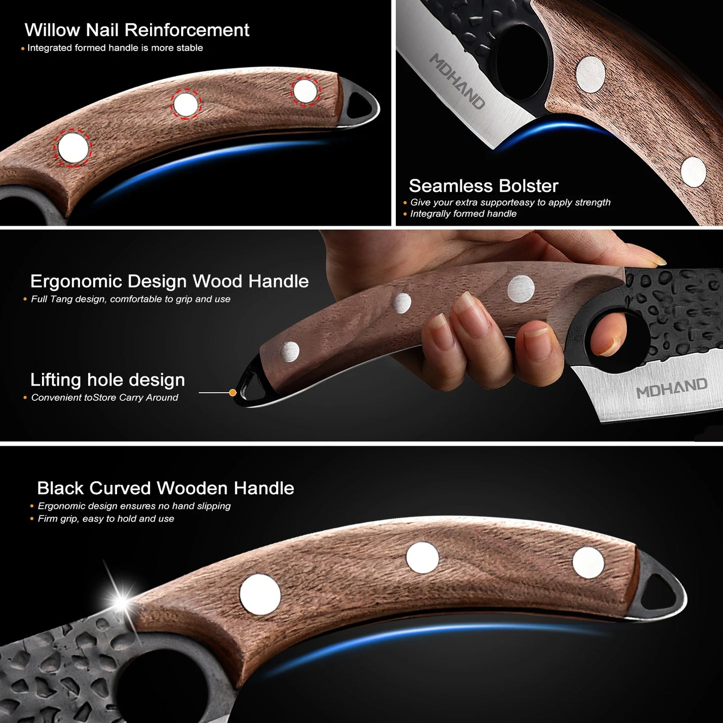 Stainless Steel Hand Forged Knife Cleaver Chef Cooking Cutter Fruit Slicing Meat Cutting Knife Cover