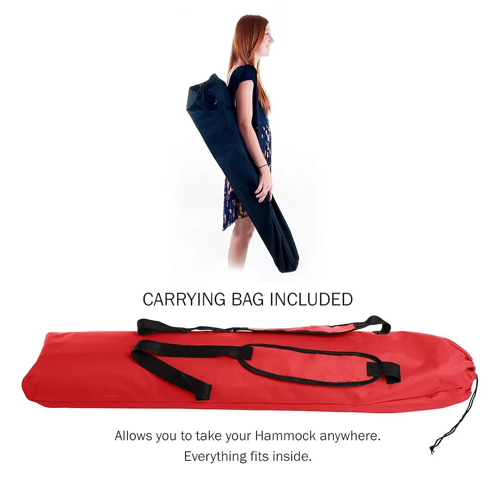 Hammock With Stand Included Portable Carry Bag Red