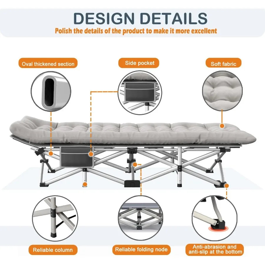 Camping Cot with Comfortable Mattress 1 Pack Folding Camping Cots Cots for Sleeping Camping Bed Heavy Duty Folding Cot with Car