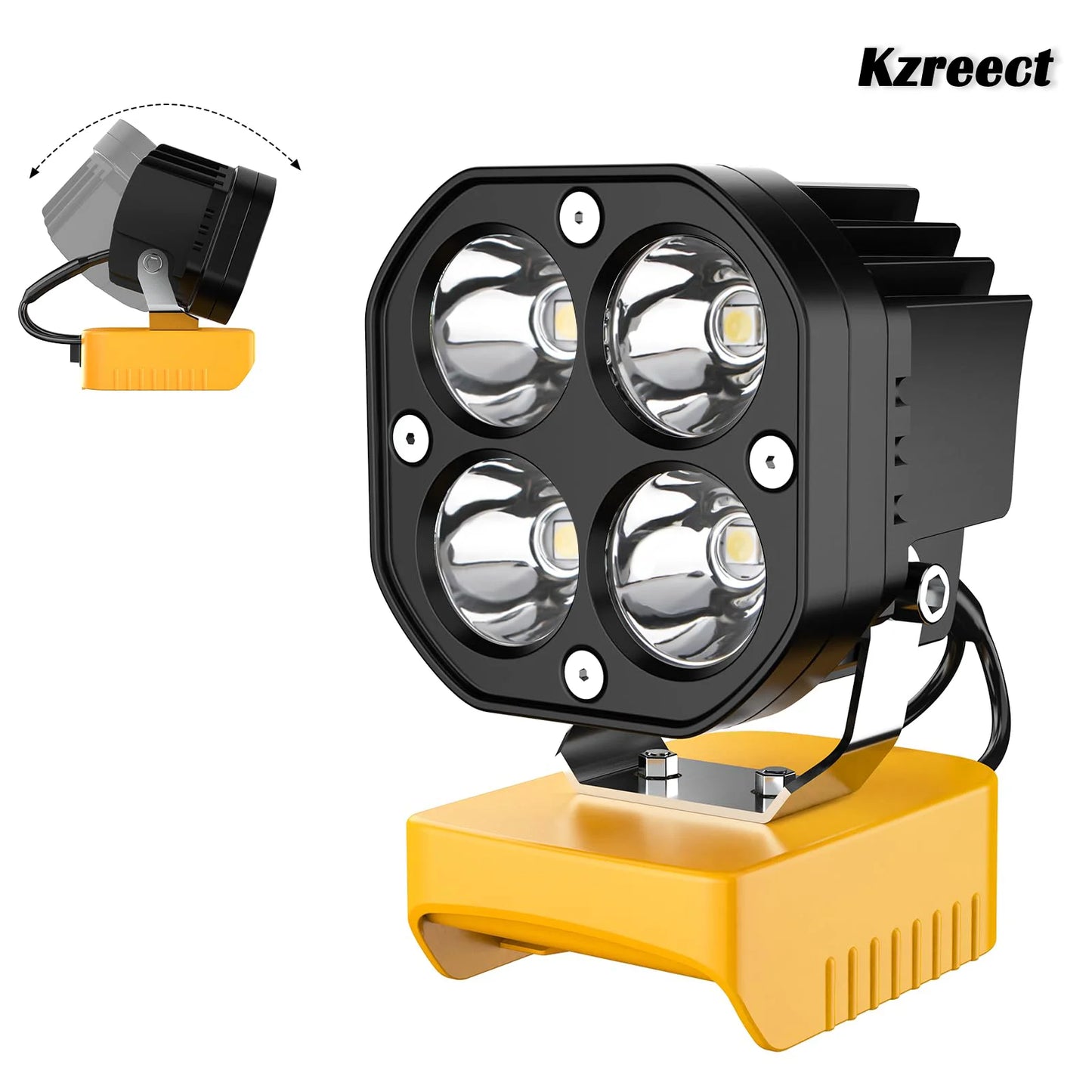 Kzreect 40W 6000LM Portable LED Work Light, for Dewalt 20V Battery, Cordless Work Light for Camping and Emergency Backup