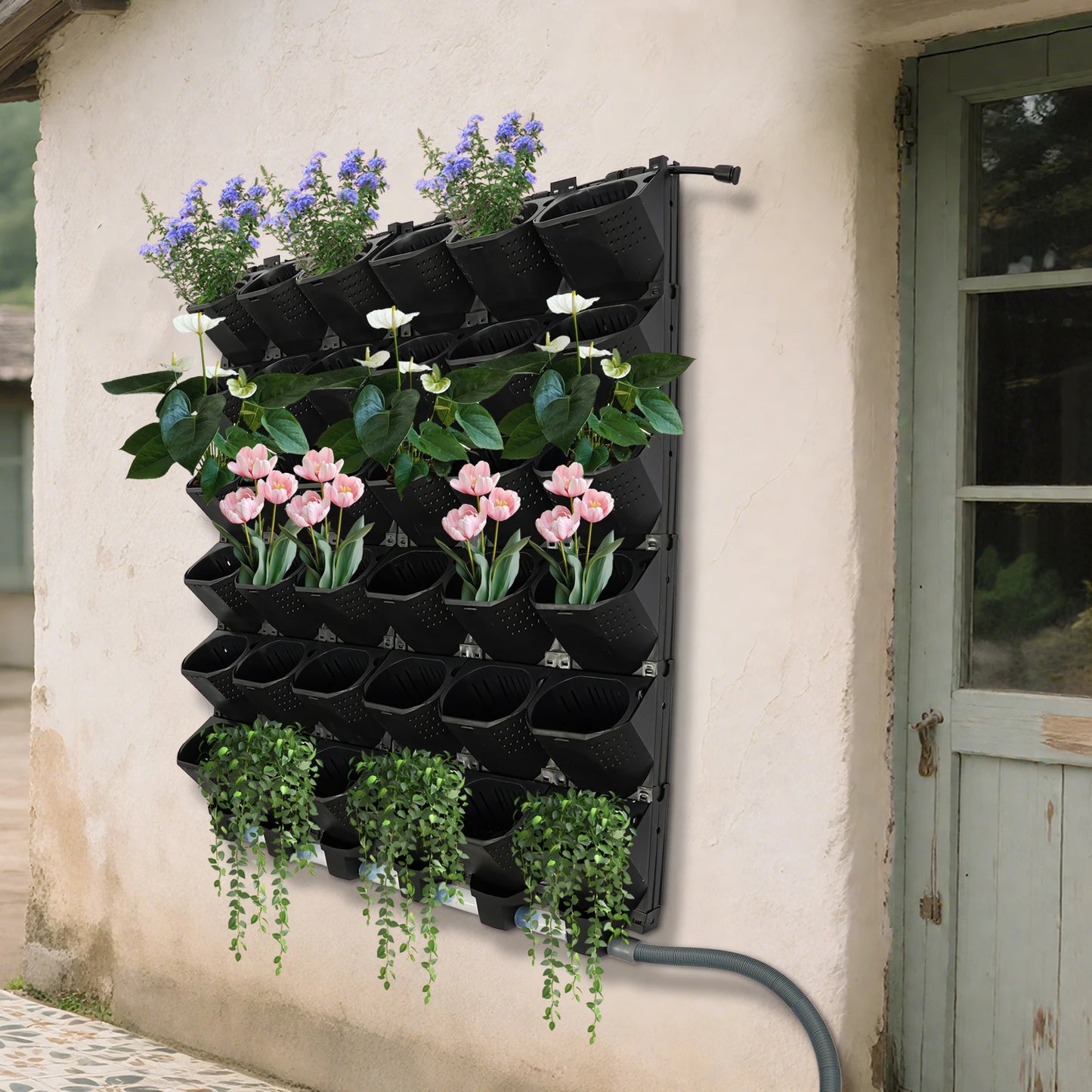 Black Sturdy and Durable Hanging Vertical Wall Planter Self Watering Garden Planter 36*Non-woven Fabrics