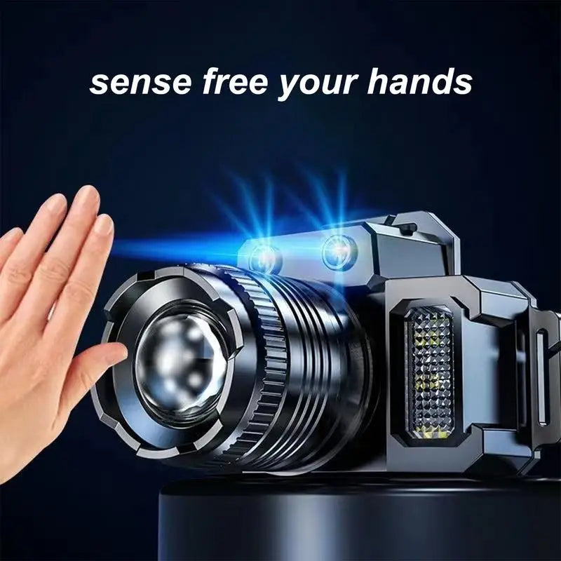 Motion Sensor Headlight LED Rechargeable Head Lamp Portable Outdoor Supplies Battery Powered Headlight For Camping Hiking