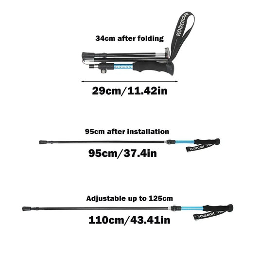 Hiking Poles Trekking Poles Backpacking Gear Folding Walking Sticks 5-Section Trekking Walking Sticks Compact Hiking Poles For