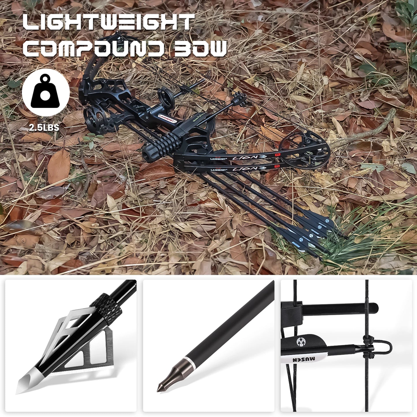 MOTION ZEUS Archery Ready to Hunt Compound Bow Package for Adults and Teens,0-70 Lbs 25"-31"Adjustable Shooting Practice Bow