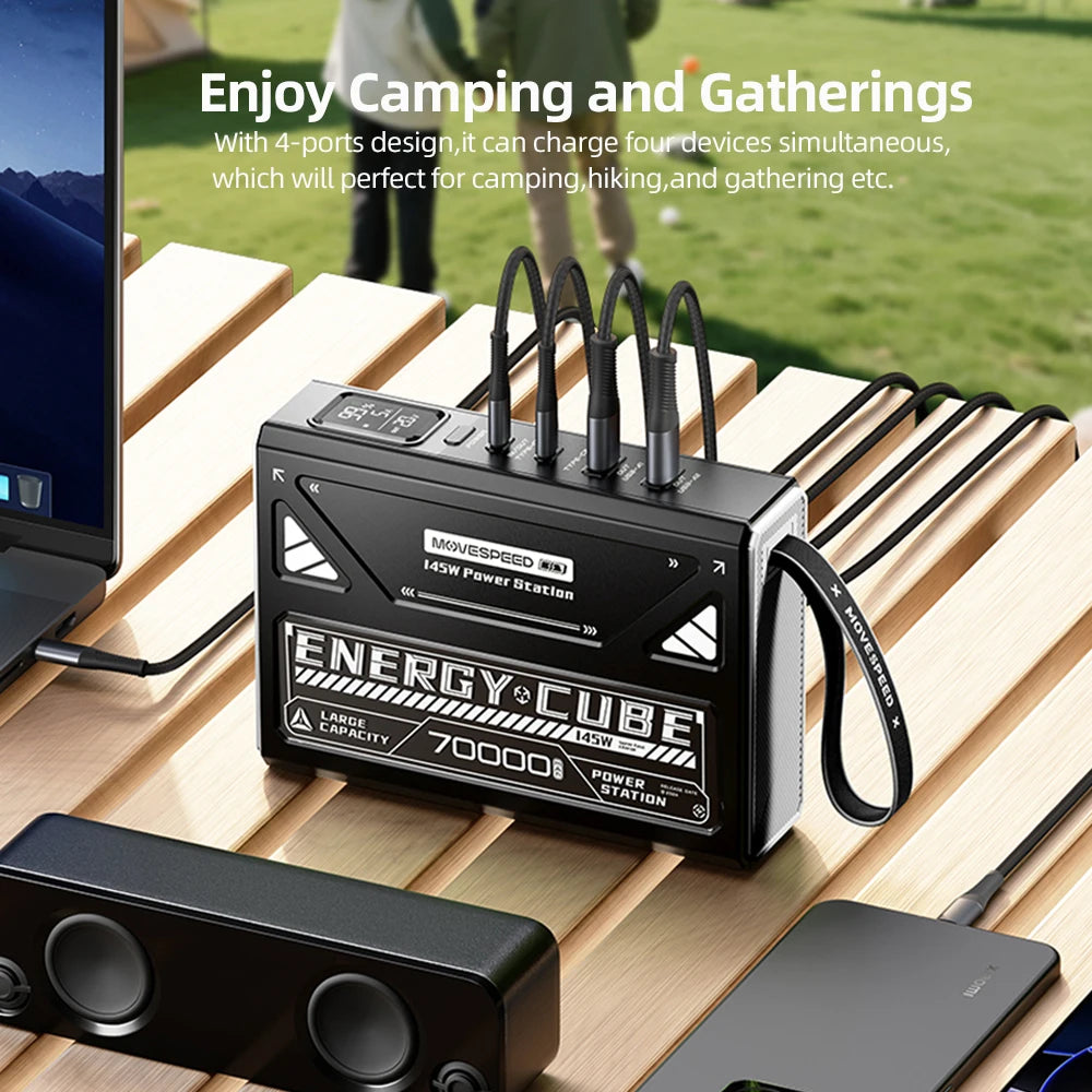 MOVESPEED LED Camping Lantern 70000mAh Large Capacity Battery w/ Rechargeable Lamp LED Emergency Light for Outdoor Power Outage