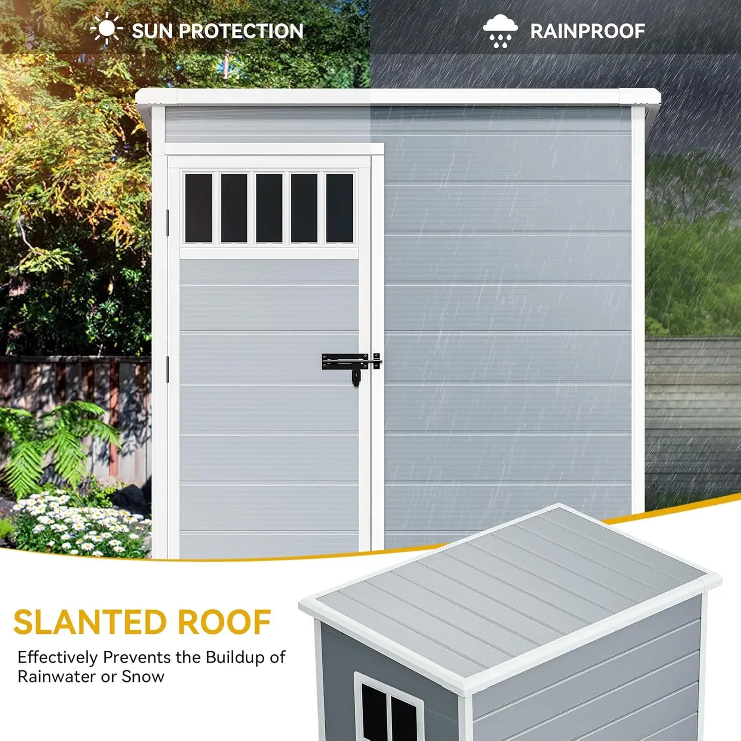 Plastic Outdoor Storage Shed All Weather With Windows 5x3ft