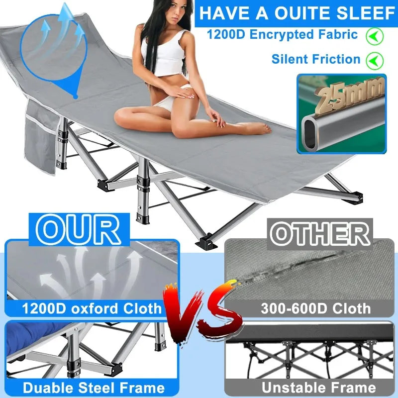 Heavy Duty Folding Camping Cot with Pillow and Mattress