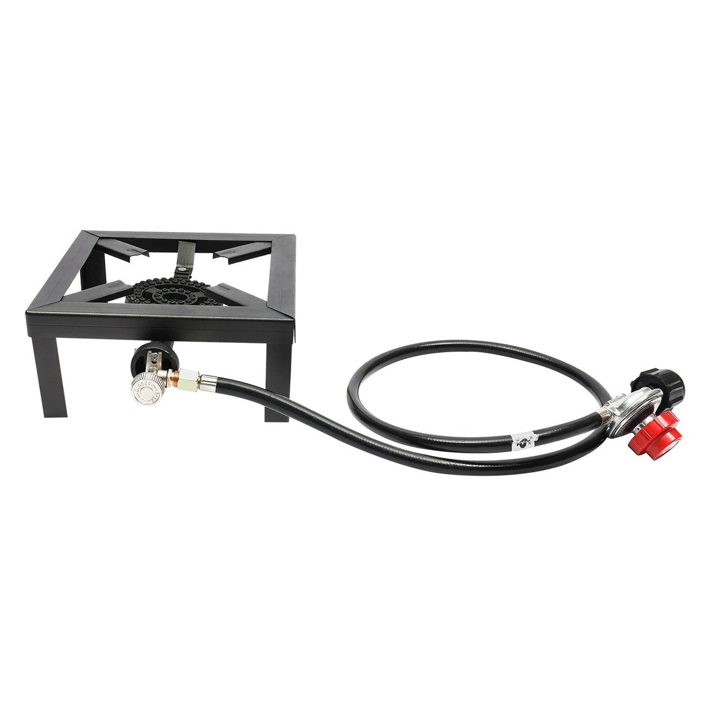 8000W Portable Outdoor Camping Single Burner Gas Stove Propane Cooker, with Adjustable Regulator Hose (0-20PSI) for Camping, BBQ