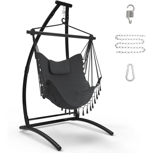 C Type Hammock Chair With Stand For Balcony Patio 300 Lb