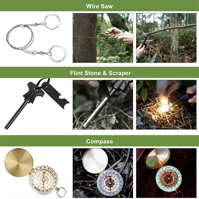 18in1 Outdoor Survival Kit Emergency Tools First Aid