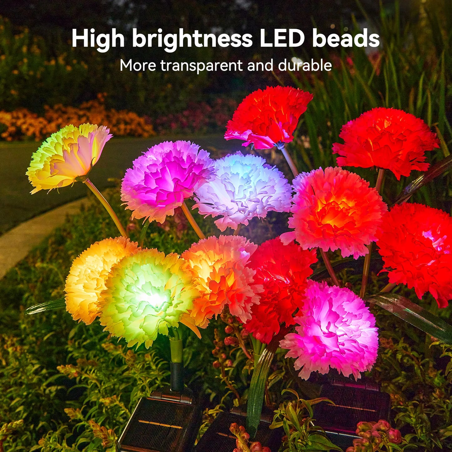 4Pack Solar Flowers Lights with Larger & More Realistic Flower, Outdoor Decor for Garden/Patio/Yard/Ideal Gift