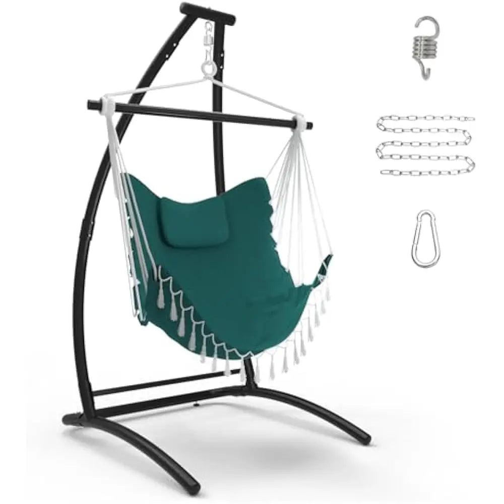 C Type Hammock Chair With Stand For Balcony Patio 300 Lb