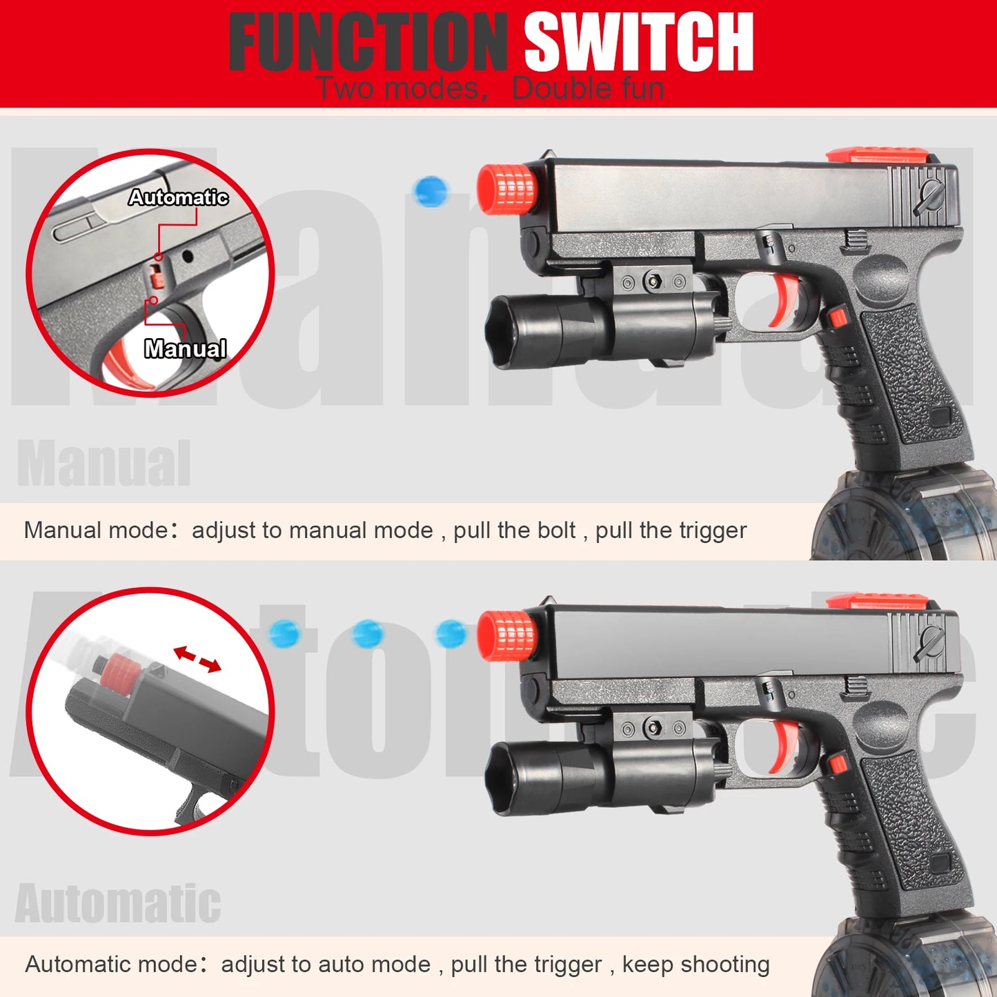 Dual Mode Electric Gel Balls Pistol Toy Water Blaster Gun