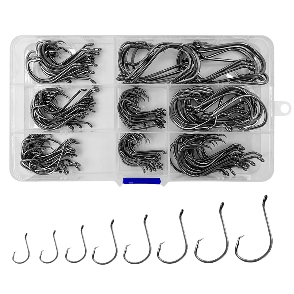 200pcs Fishing Circle Hooks Saltwater Octopus Fishing Hooks Barbed Fish Hooks Carp Fishhook for Bass Salmon Fishing Accessories