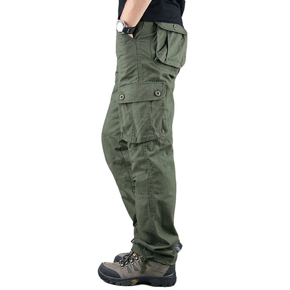 6 POCKETS US Mens Cargo Trousers 100% Cotton Work Trousers Tactical Combat Outdoor Pants