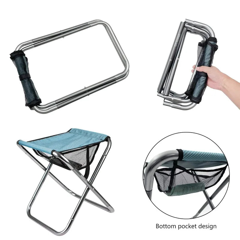 1PC Outdoor Aluminium Alloy Portable Folding Picnic Camping Stool Mini Storage Fishing Chair Ultralight Furniture
