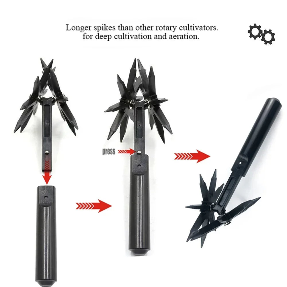 2 in 1 Garden Aerator Ventilated Scarifier Gardening Rotary Tiller Rotary Cultivator Tool Soil Plowing Tool for Garden