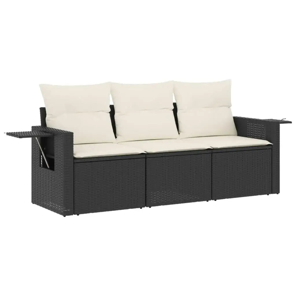 Modern Black PE Rattan Medium Modular Garden Sofa Set Stylish Outdoor Lounge Furniture Cozy Seating for Patio Balcony Deck