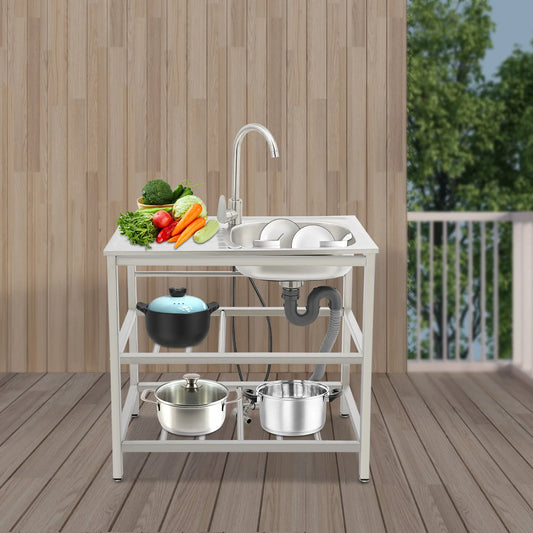 Freestanding Stainless Steel Kitchen Sink with Faucet Outdoor Kitchen Utility Sink Durable And Modern Design for Home Use