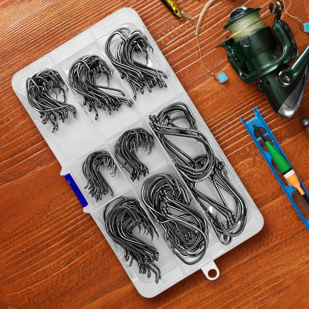 200pcs Fishing Circle Hooks Saltwater Octopus Fishing Hooks Barbed Fish Hooks Carp Fishhook for Bass Salmon Fishing Accessories