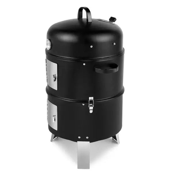 Vertical Steel Charcoal Smoker Grill - Heavy Duty Double-Layer BBQ Smoker with Effortless Temperature Control for Backyard, Camp