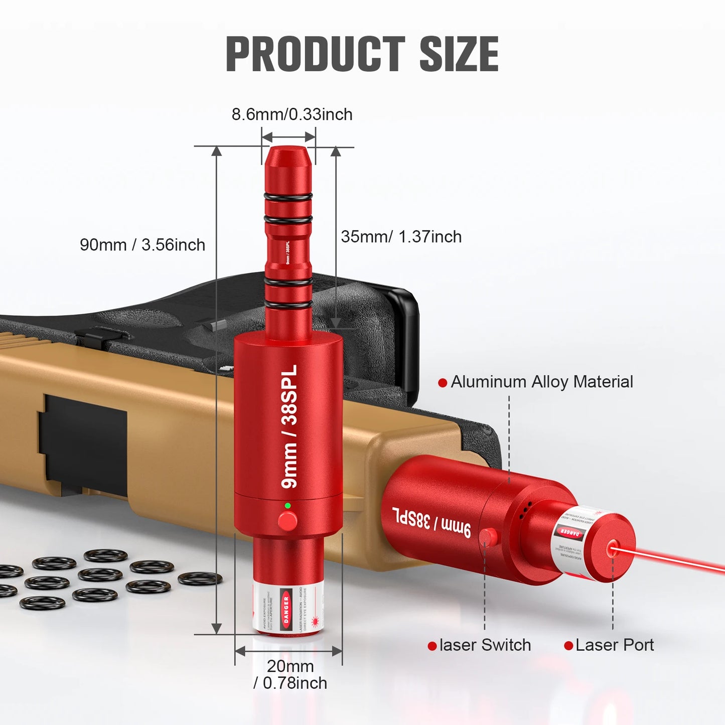 Pistol and rifle dry fire laser 9mm/38SPL laser training tool - hunting accessories training shooting calibrat.