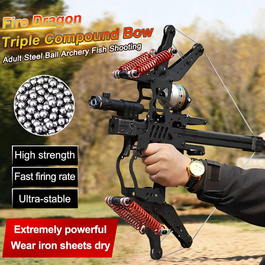 Full Metal New Continuous Fire DragonCompound Bow Steel Ball Shooting Archery Shooting Dual-purpose Bow Qutdoor High-precision