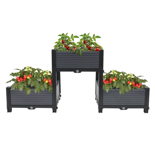 Planter Box Raised Garden Bed with Reinforced Support Rods, Plastic Raised Garden Bed for Vegetables and Flowers