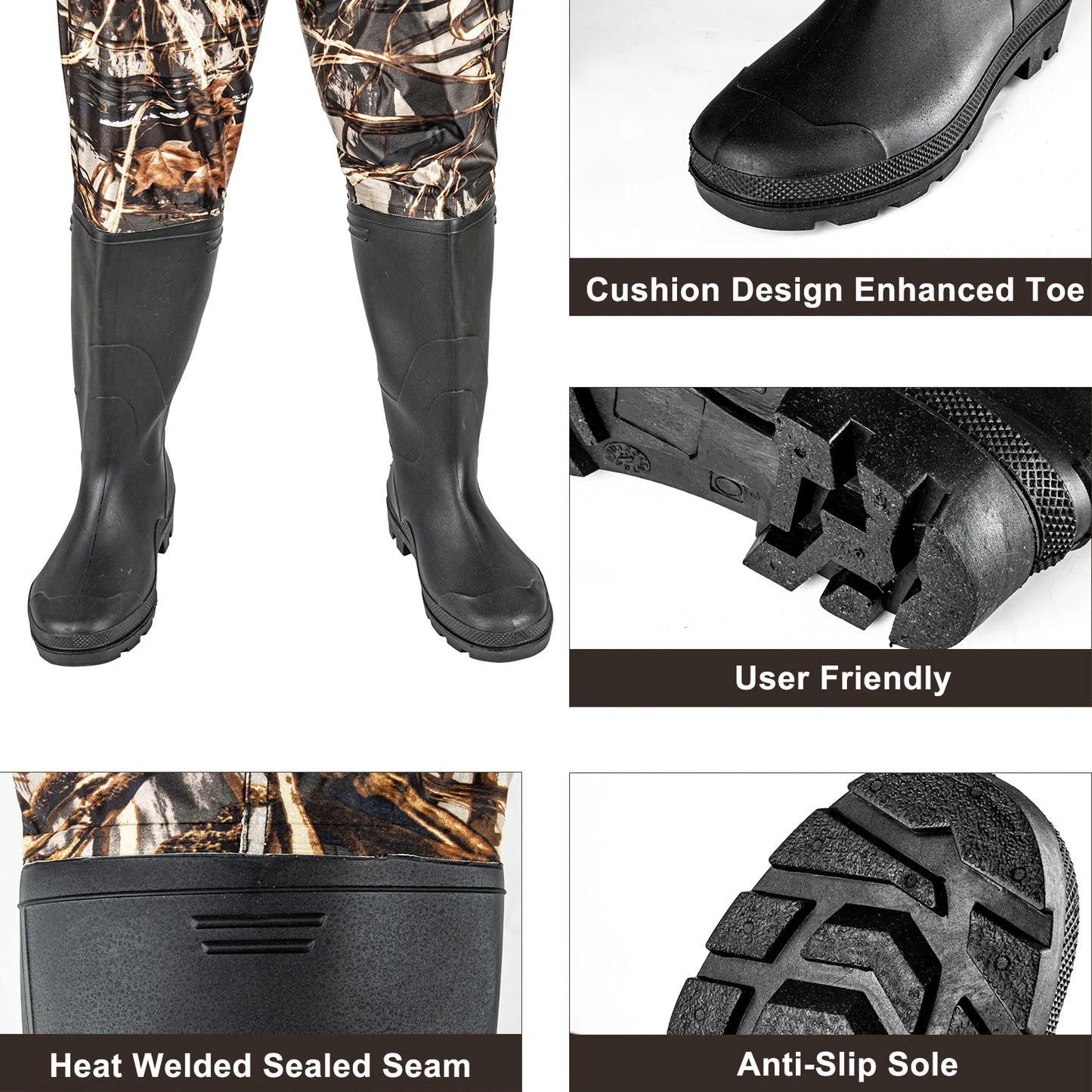 Waders Men, with Boots, Waterproof Chest Wader Nylon&PVC Hunting Well