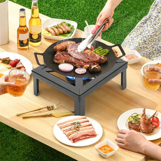 8000W Portable Outdoor Camping Single Burner Gas Stove Propane Cooker, with Adjustable Regulator Hose (0-20PSI) for Camping, BBQ