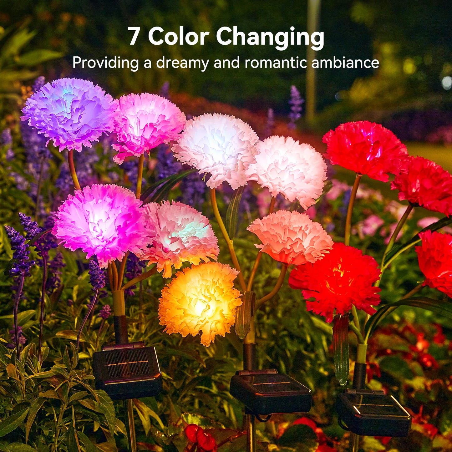 4Pack Solar Flowers Lights with Larger & More Realistic Flower, Outdoor Decor for Garden/Patio/Yard/Ideal Gift