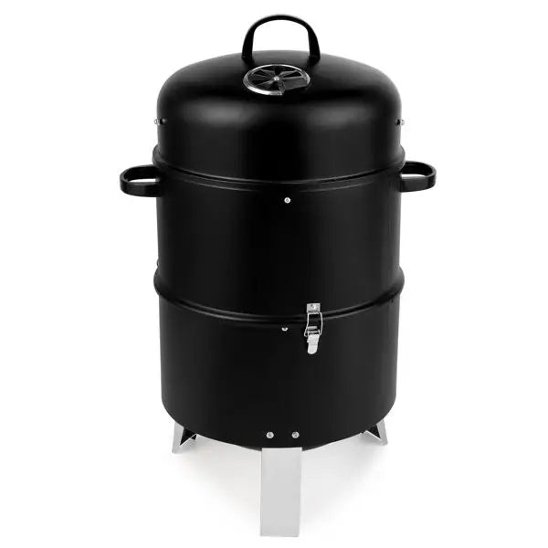 Vertical Steel Charcoal Smoker Grill - Heavy Duty Double-Layer BBQ Smoker with Effortless Temperature Control for Backyard, Camp