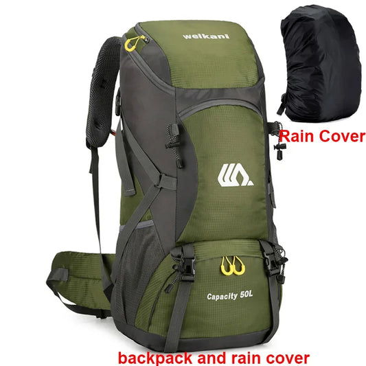 50L Travel Backpack Men Large Hiking Bag Tourist Rucksack Waterproof Outdoor Sports Climbing Mountaineering Bag Luggage