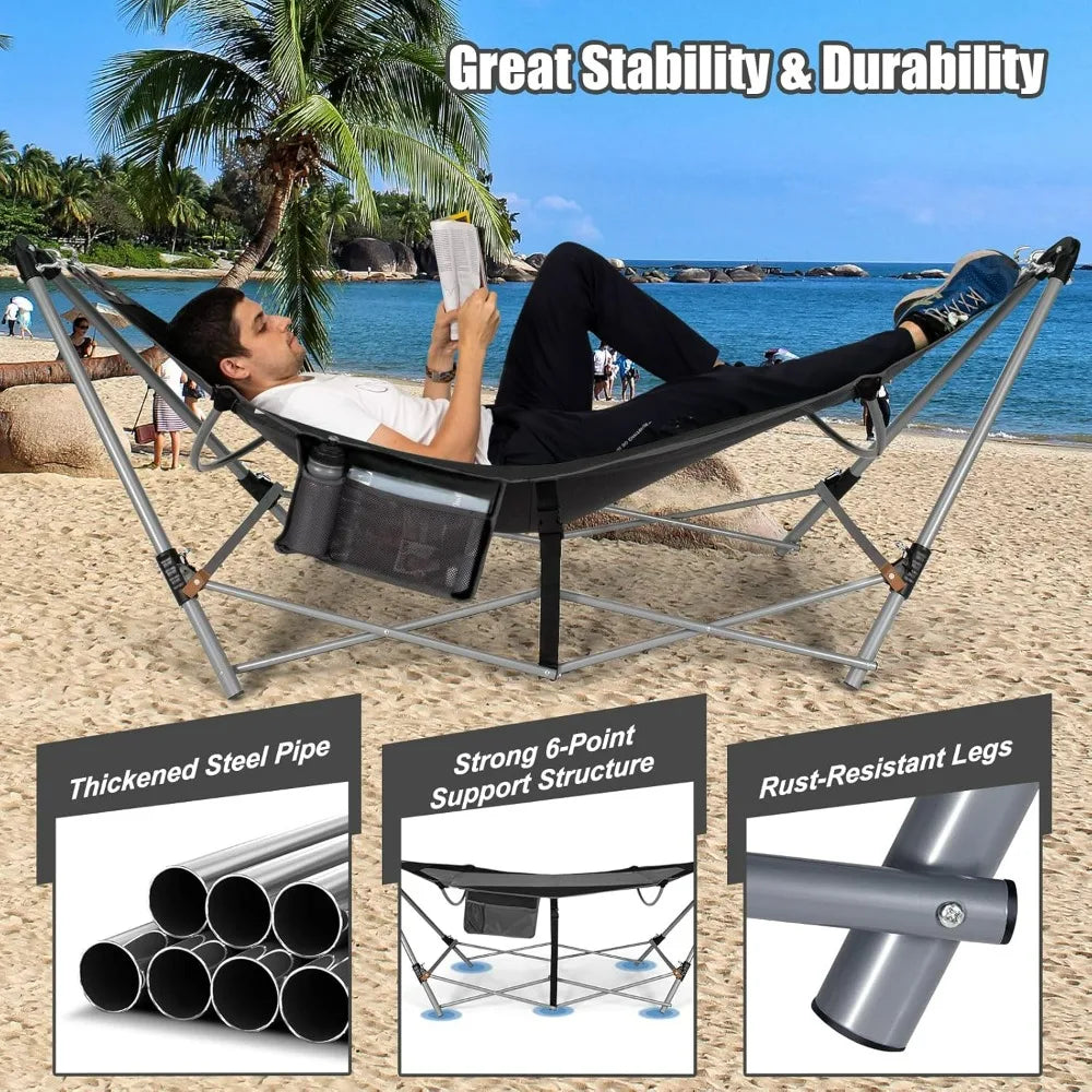 Portable Folding Hammock With Stand Indoor Outdoor Use